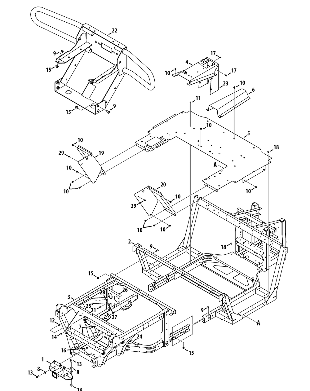 Frame And Bumper Diagram and Parts List for 46G 4X4-EFI-1G202Z-1G313Z-37BMD710 Cub Cadet Lawn Tractor Accessories